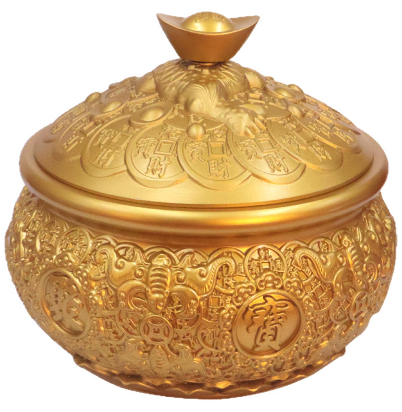 Zooeelly Brass Handcrafted Money Offering Bowl Feng Shui Treasure Basin Decorative Table Centerpiece for Home Office Restaurant Vintage Design for Wealth And Luck Accumulation Housewarming