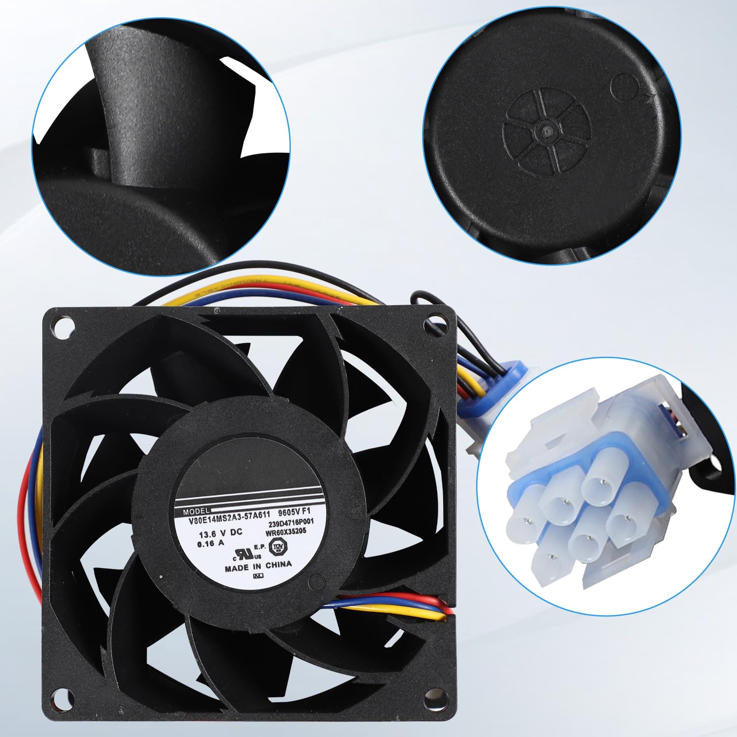 WR60X35205 Refrigerator Fresh Food Evaporator Fan Motor Compatible with GE Replaces WR60X29099 WR60X24723 WR60X20880 WR60X26281 Replacement Refrigerator Fan Motor DC 13.6V 0.16A