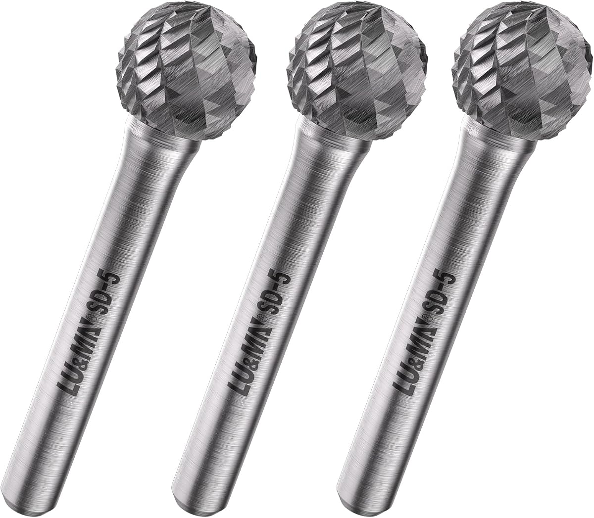 LU&MN SD-5 Tungsten Carbide Burr, 1/2" Head 1/4" Shank, 3 Pcs