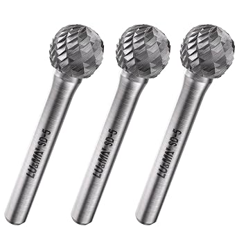 LU&MN SD-5 Tungsten Carbide Burr, 1/2" Head 1/4" Shank, 3 Pcs