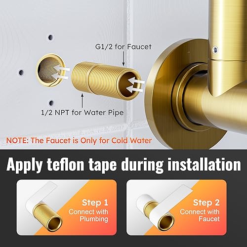 Miniatura 21 de WOWOW Grifo de llenado de ollas de níquel pulido, relleno de olla de latón macizo, montaje en pared, grifo de estufa de cocina con brazos oscilantes