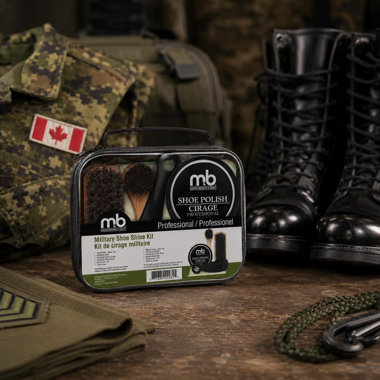 Military Shoe Shine KIT | 6 PIECE KIT | Includes: Black Paste