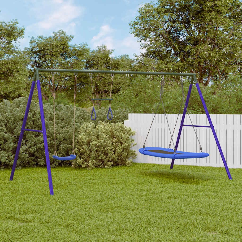 Set di altalena a forma di trapezio, in acciaio laccato, per giardino e parco giochi, con anelli da ginnastica e struttura da arrampicata, giocattolo da giardino per bambini dai 3 ai 10 anni