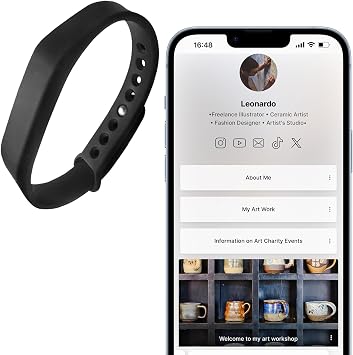 Digital Business Card Wristband - Social Media Sharing & Instant Contact - Tap to Share NFC - for iOS & Android - 1pc