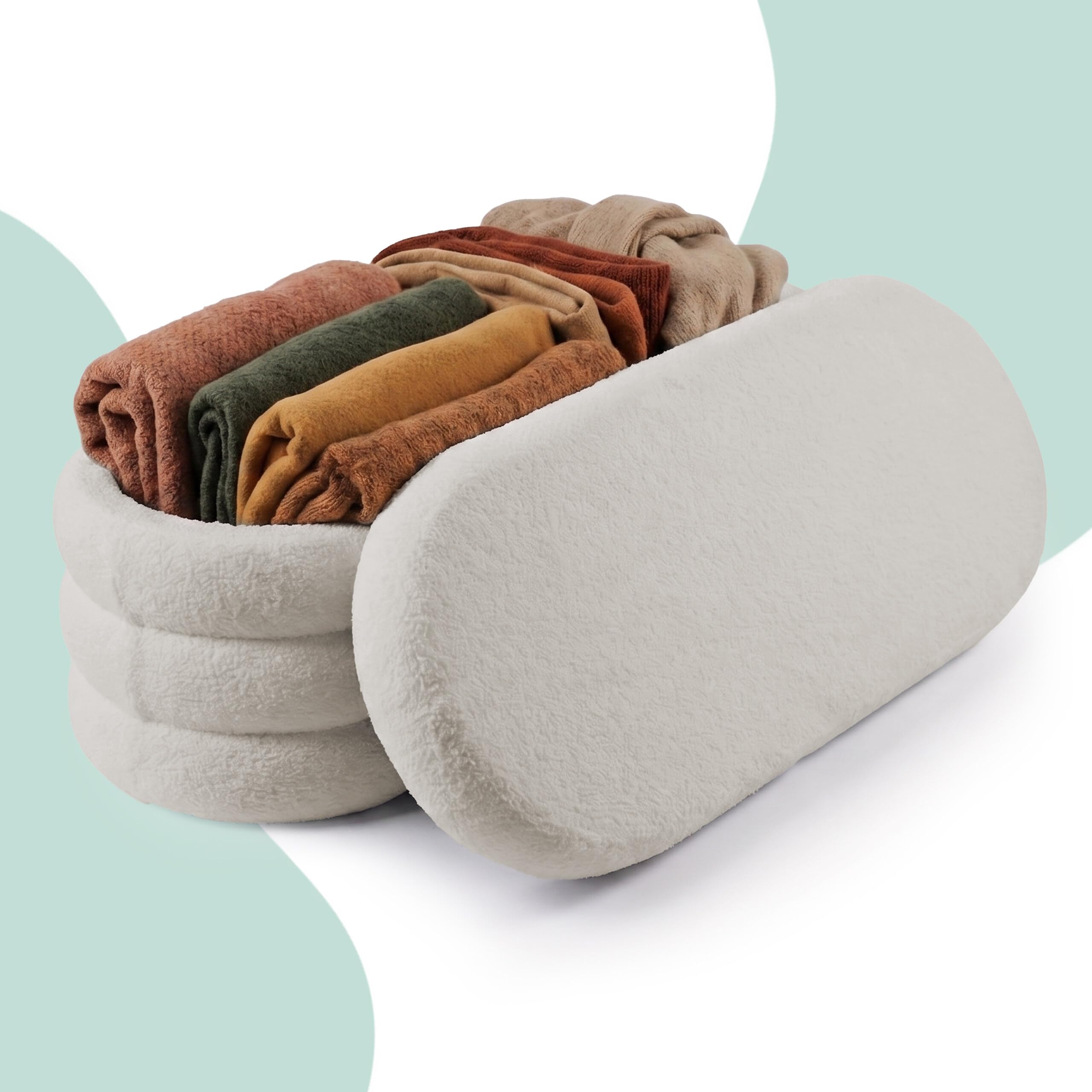 Relaxdays Sitzbank, Teddystoff, Stauraum, gepolstert, Flur, Schlafzimmer, HBT: 42 x 110 x 45 cm, Bouclé Sitztruhe, Creme