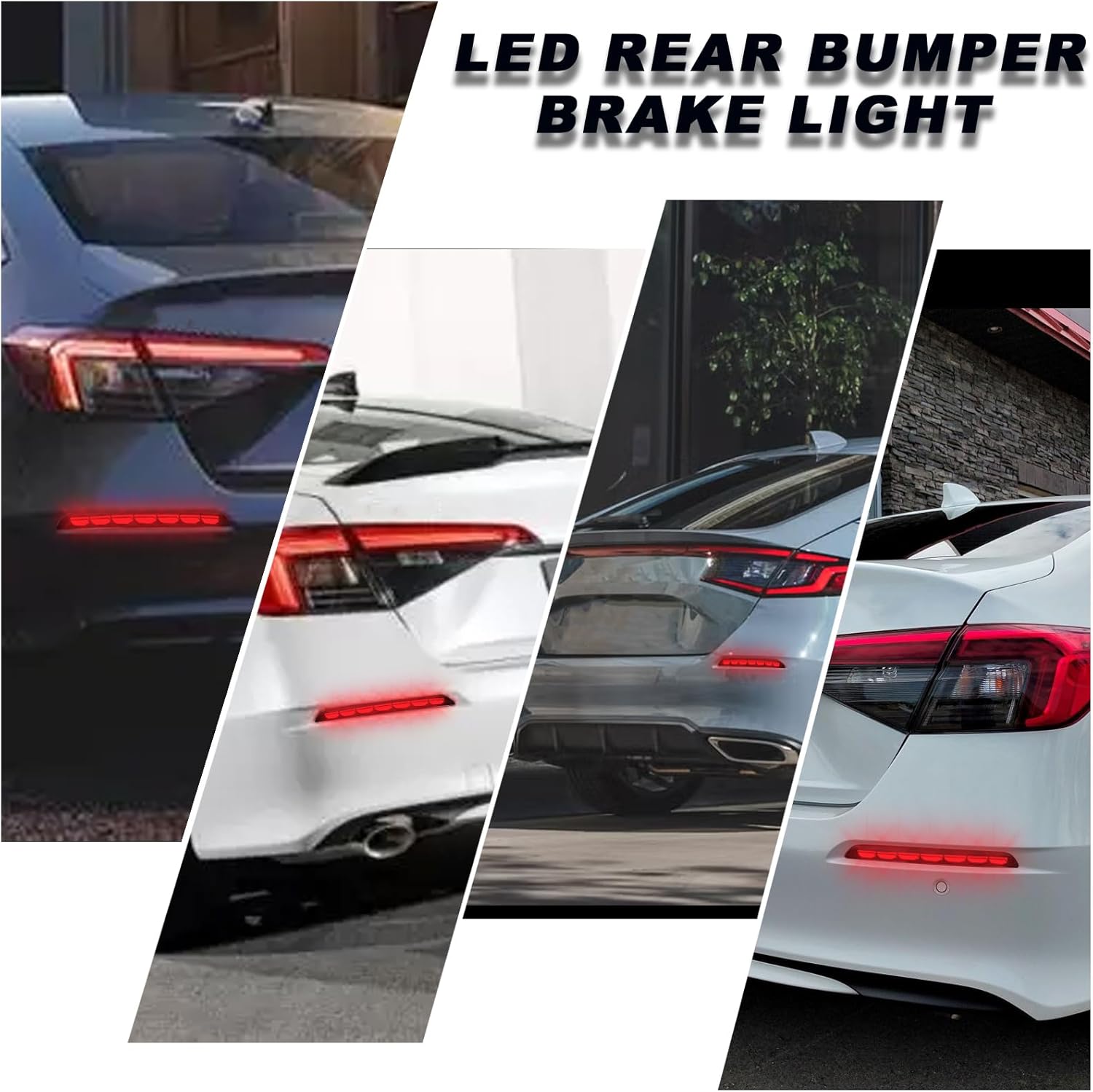 Smoke LED Rear Bumper Reflector Brake Tail Lights Kit for Honda Civic LX Sport EX Touring 2022-2024 | Turn Signals & Daytime Running Light | Plug & Play Replacement for Rear Bumper Reflector