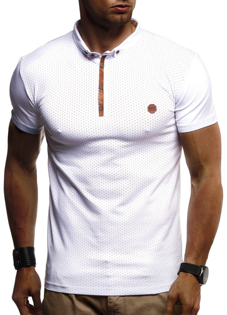 Leif Nelson LN1295 Men's Summer Polo Shirt, Collar, Slim Fit, Cotton Blend, Basic Black, Long-Sleeved Sweatshirt, Short-Sleeved White, Long