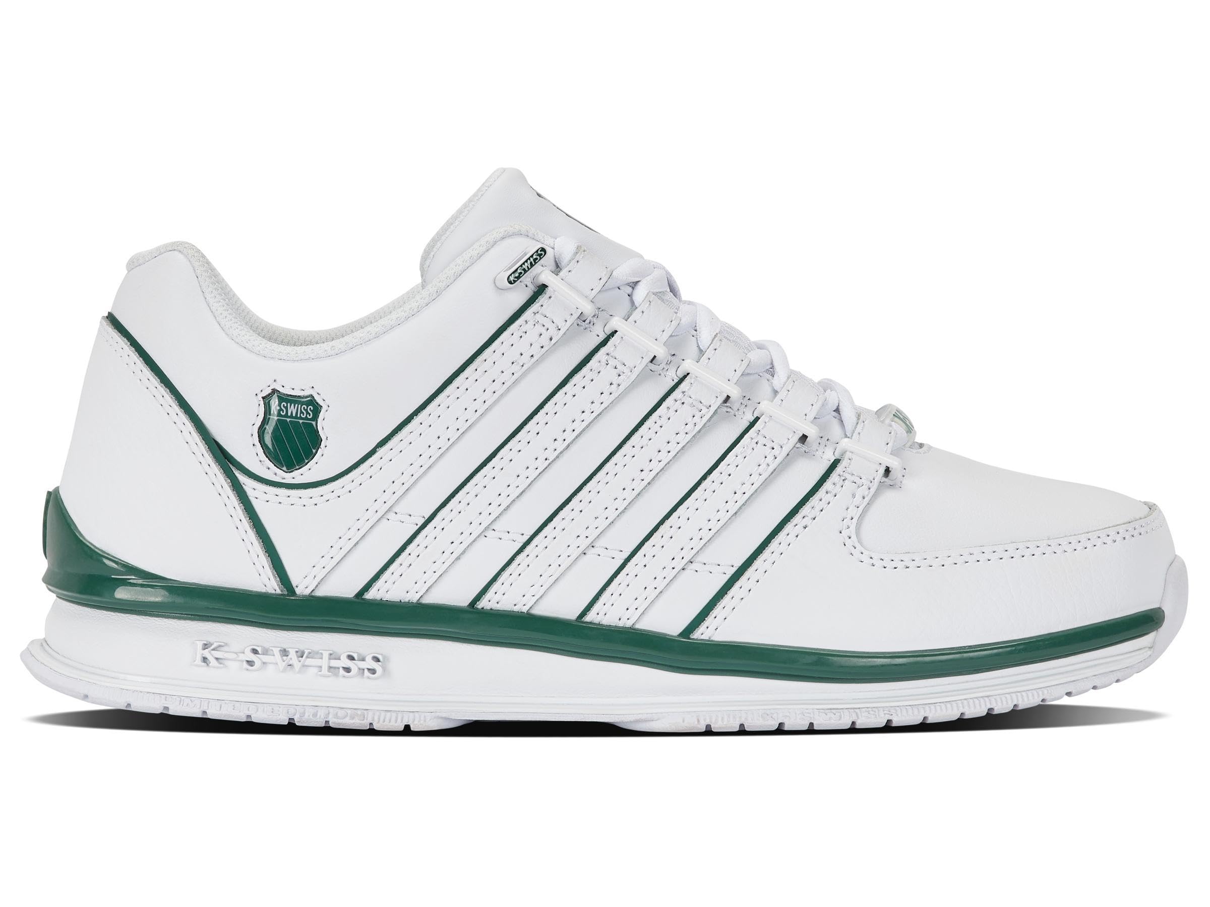 K-Swiss Rinzler Herren Sneaker Sportschuh 01235-108-M White/Green | Die K-Swiss Rinzler Herren Sneaker: strapazierfähig, bequem und mit optimaler Traktion, ideal für aktive Männer.