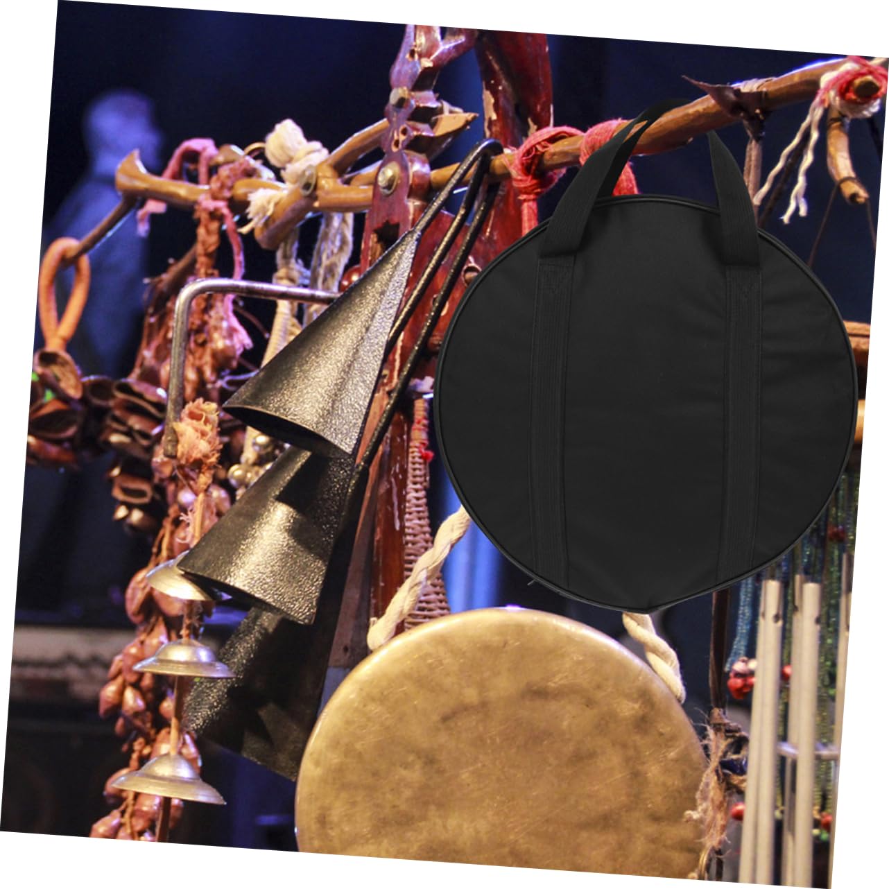 Abaodam 2 Piezas Bolsa para Gong Oxford Negro Asa de Transporte Bolsa de Almacenamiento para Instrumentos para Platillos