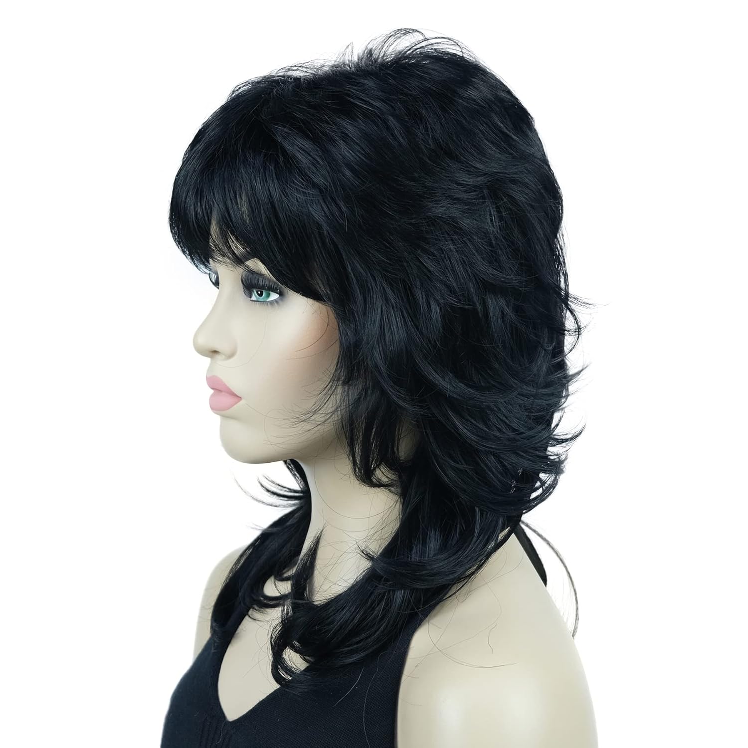 Lydell Long Soft Shaggy Layered Black Wig Classic Cap Full Synthetic Wigs - Image 5