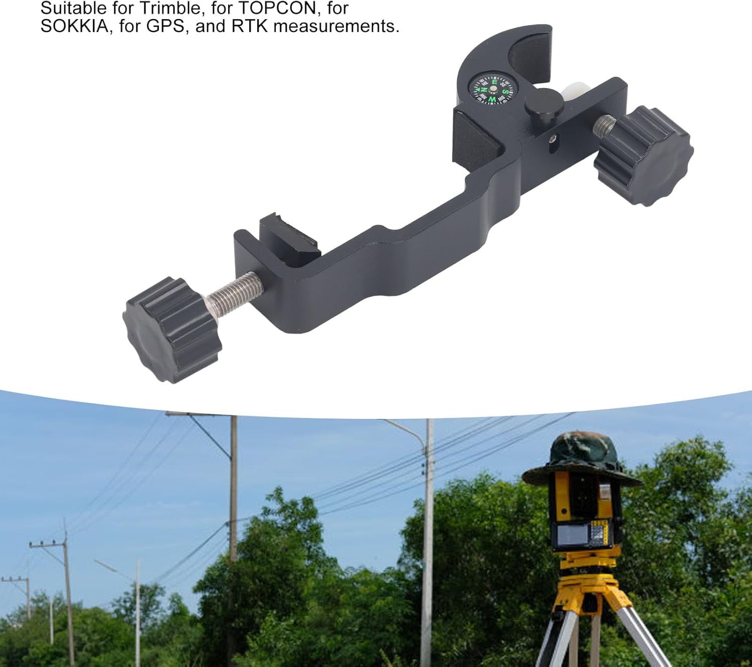 Fockety Universal Data Collector Bracket Fit for Trimble, for TOPCON, for SOKKIA, GPS RTK Surveying, Aluminum Alloy Professional RTK Pole Clamp with Design, Compact and Portable