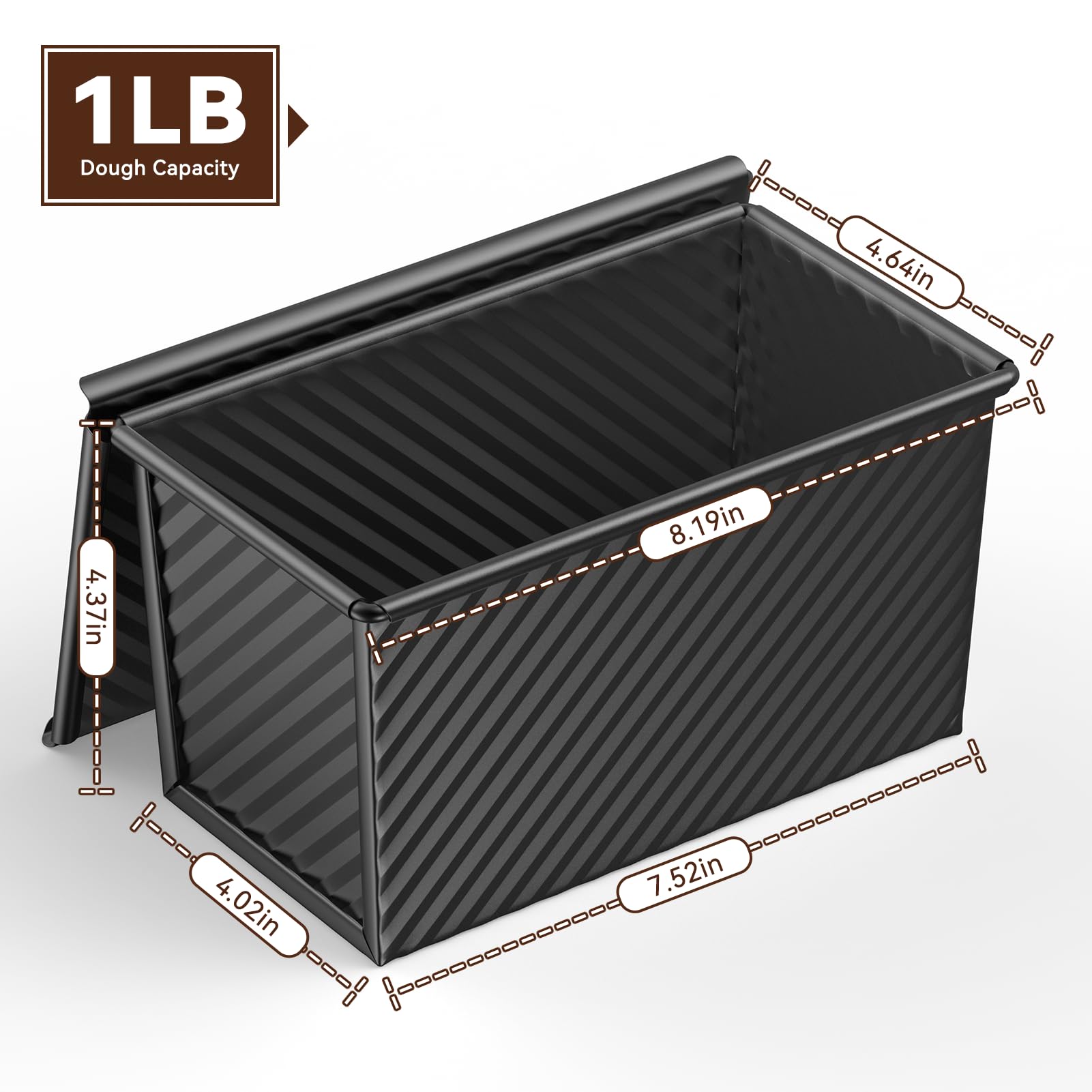 Amazon.co.jp: 8 x 4インチ プルマン ローフパン 蓋付き 生地容量 1