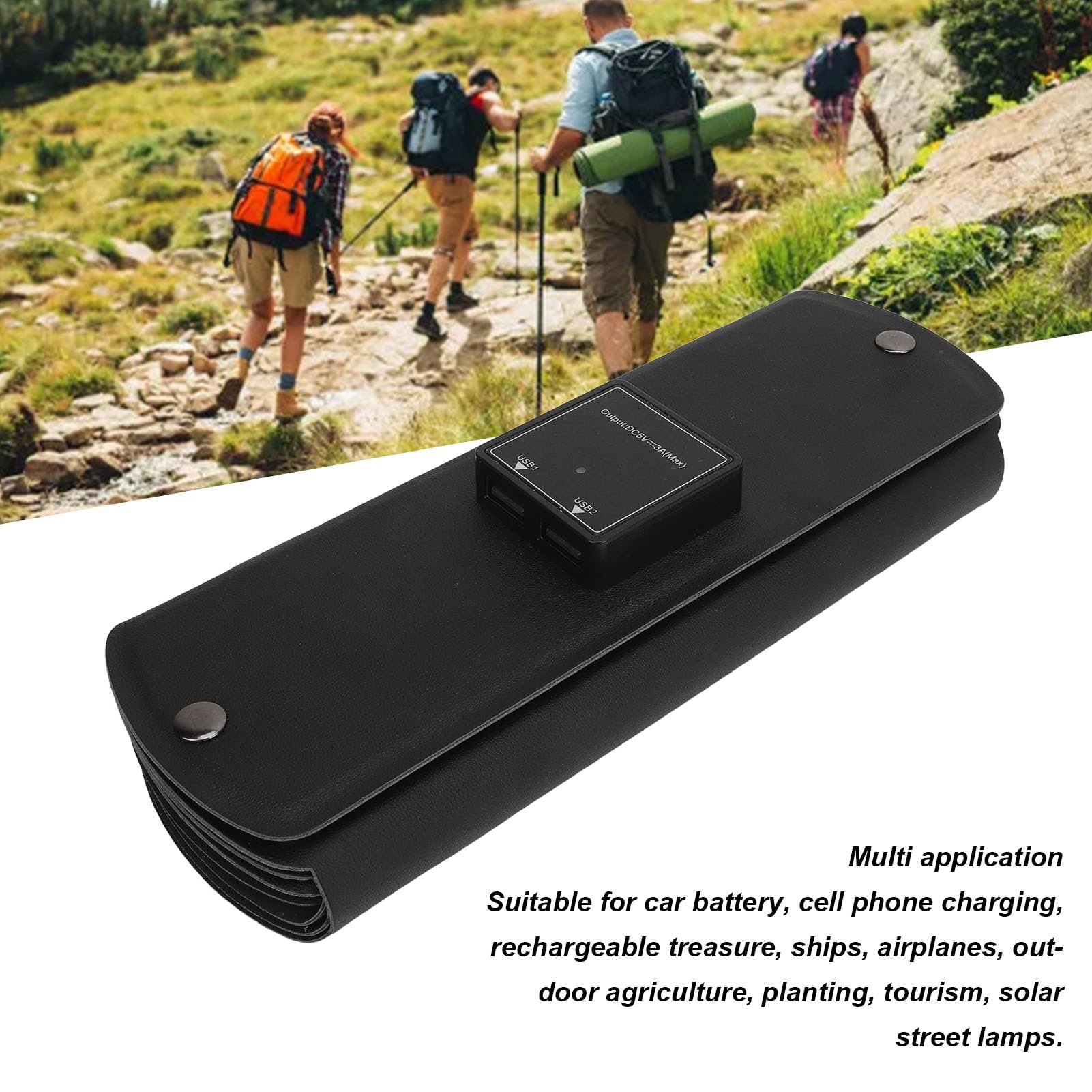 KANASI Caricabatterie solare pieghevole, pannello portatile pieghevole da 16 W con doppia porta USB per la ricarica del telefono in viaggio all'aperto.
