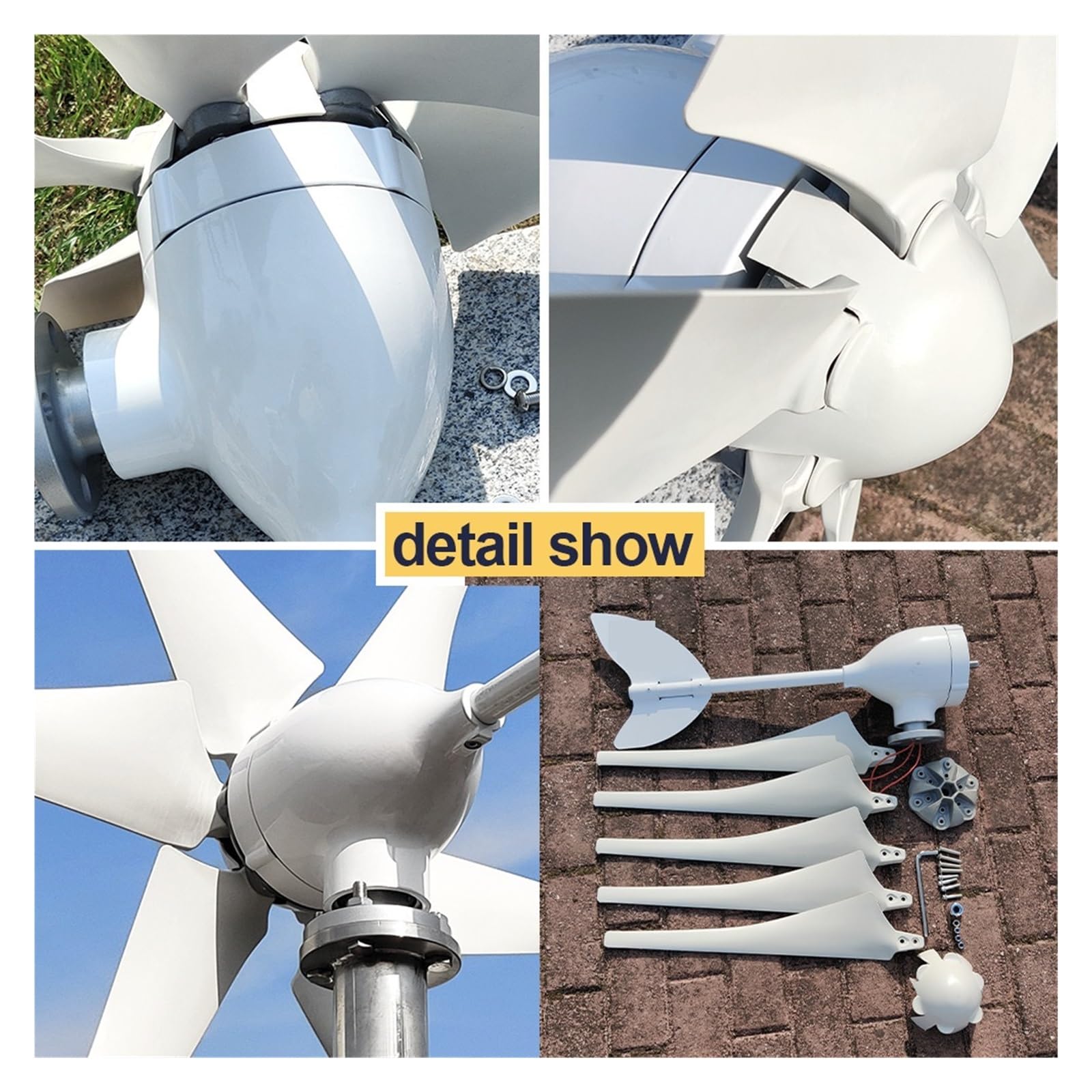 3000w Turbina wiatrowa Generator 3KW Wiatrak 12V 24V 48V Sprzęt gospodarstwa domowego Generator kempingowy z kontrolerem MPPT(With Inverter System,48V)