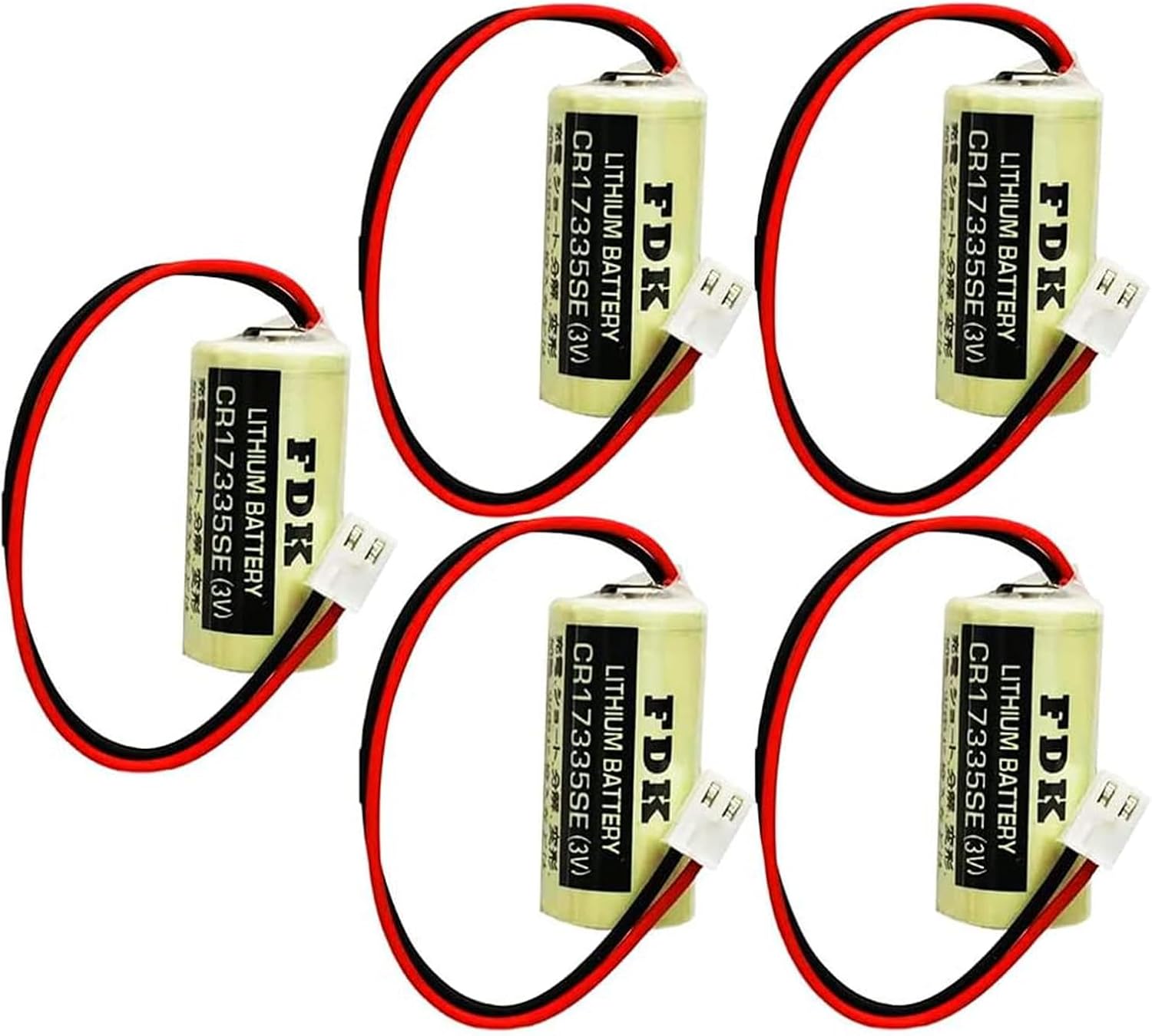 (5-Pack) 3V CR17335SE Non-Rechargeable Lithium Battery 1800mAh Replacement for FDK CR17335SE 3V Epson Robot Controller RC Series Battery R13B060003 (White Plug)