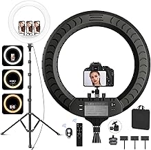 Ekasoco 21' Ring Light with Tripod & Phone Holders CRI 95+, Large Selfie Ring Light 7000LM, Tripod Ring Light with DSLR Tripod Head for YouTube TikTok Makeup Vlog Video Photography Zoom Meeting