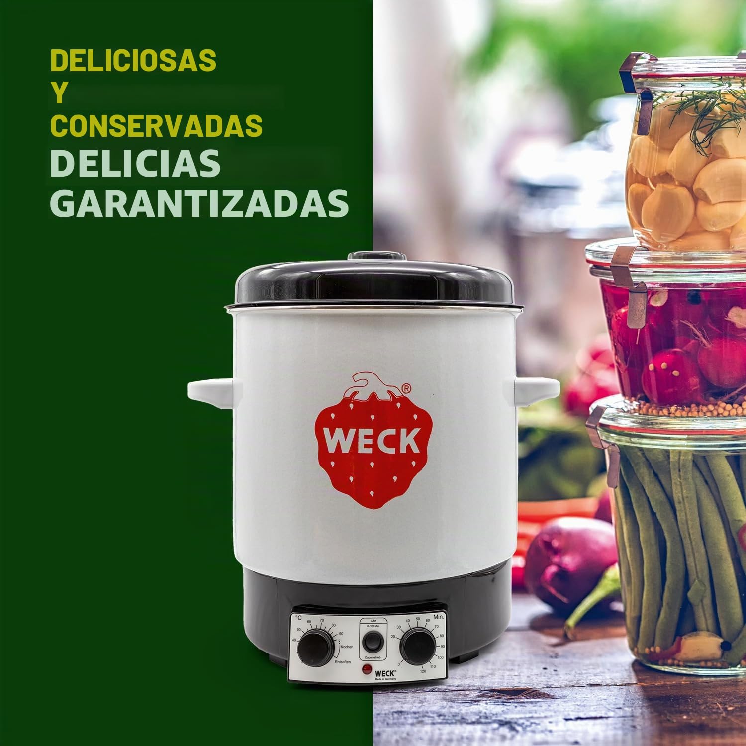WECK Esterilizador eléctrico WAT 15 (esterilizador esmaltado, dispensador de agua caliente, cocedor de vino caliente, termostato, temporizador, 29 litros) 6830