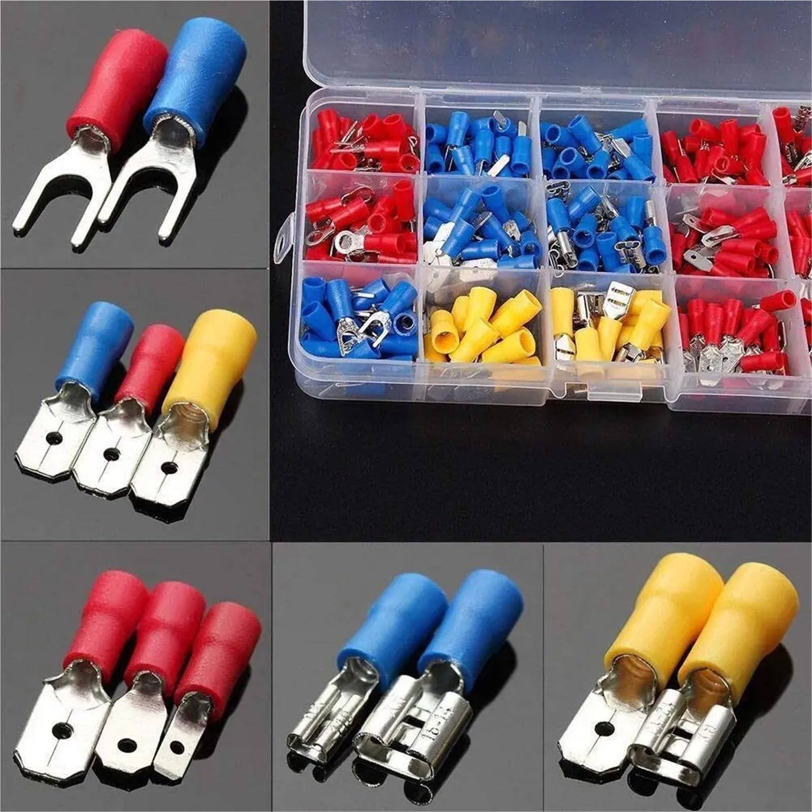 Cosse A Sertir 678 102 Pièces 15 Type Mâle Femelle Pelle Anneau Fourche Électrique Sertissage Terminal Connecteur Kit(678pcs)