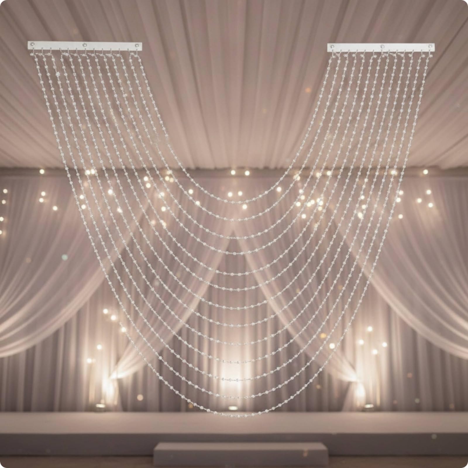 Amagogo Rideau de Plafond Événement Paroi Perles, Hauteur Maximale 1,5 Mètre, Largeur Réglable, Perles De Terre