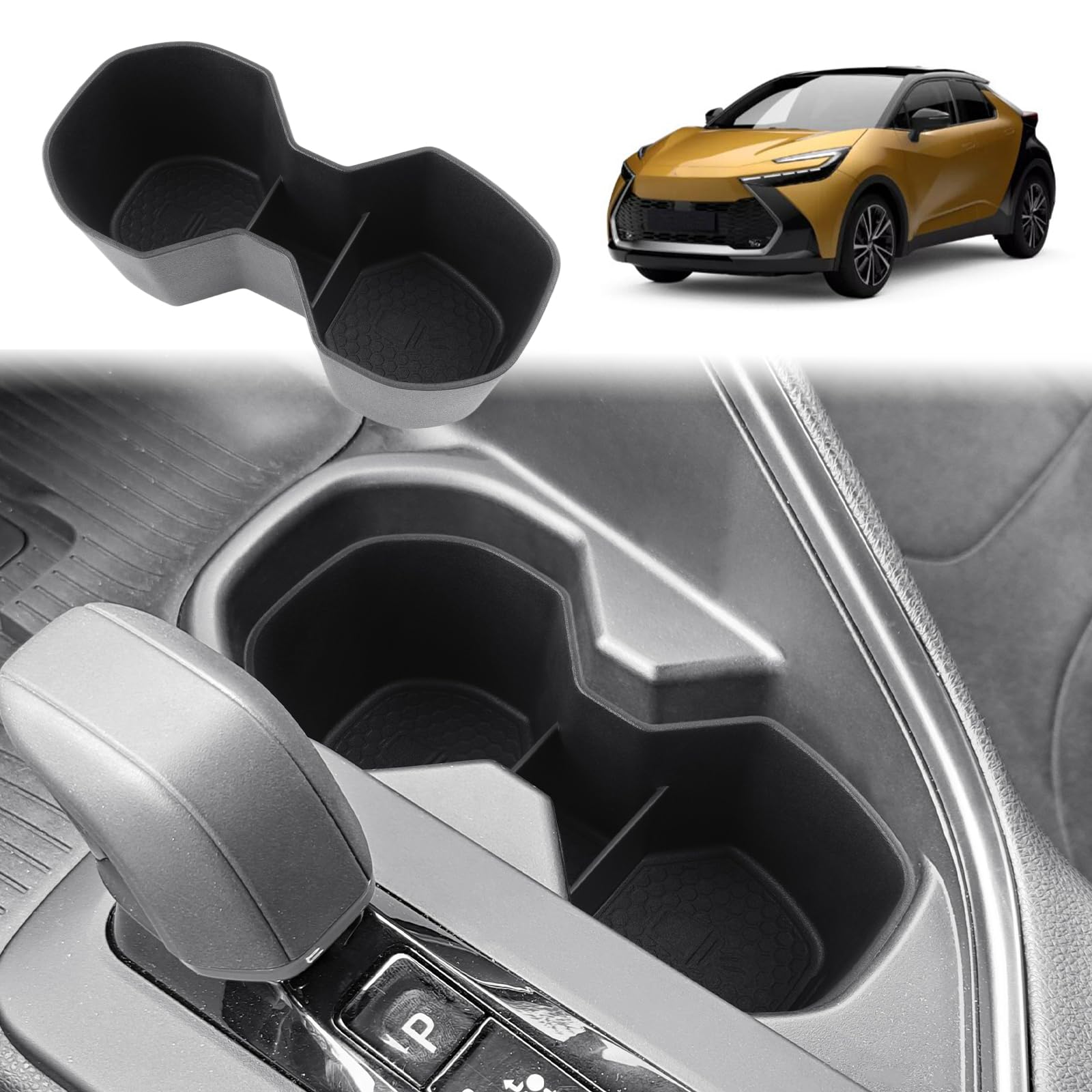 GAFAT Kompatybilny z Toyota C-HR 2024, 2025, 2026, hybrydowy pokrowiec ochronny na uchwyt na napoje, miękka guma TPE uchwyt na kubek OEM, oryginalny, antypoślizgowy, odporny na uderzenia, 2025 CHR