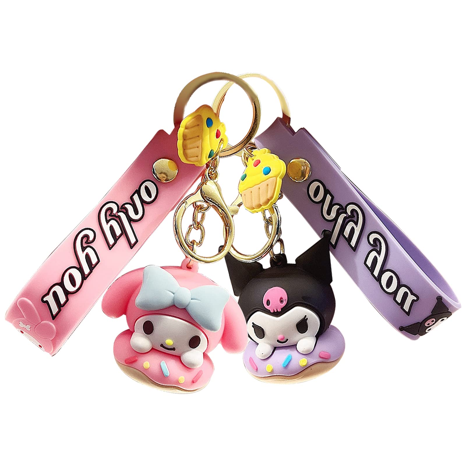 wopin 2 Piezas Llaveros De My Melody De Animados, Llaveros De Silicona De Bonitos,Llaveros Niños Cumpleaños,Llaveros Colgante de Dibujos Animados,Perfecto Para Regalo Cumpleaños Niños,Navidad