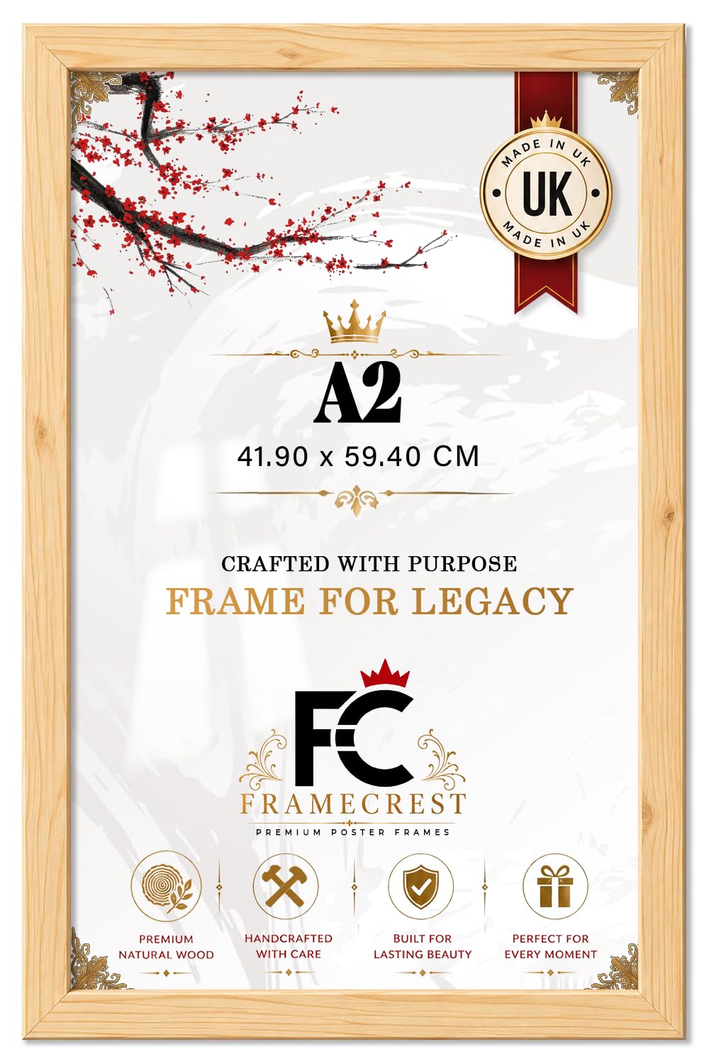 FRAMECREST LTD — Sophisticated A2 (41.90 X 59.40 Cm) Poster Frame | Vertical And Horizontal Display — Enhancing The Aesthetic Of Living Rooms, Offices And Galleries (23 X 16 Inch Pine) — image 1