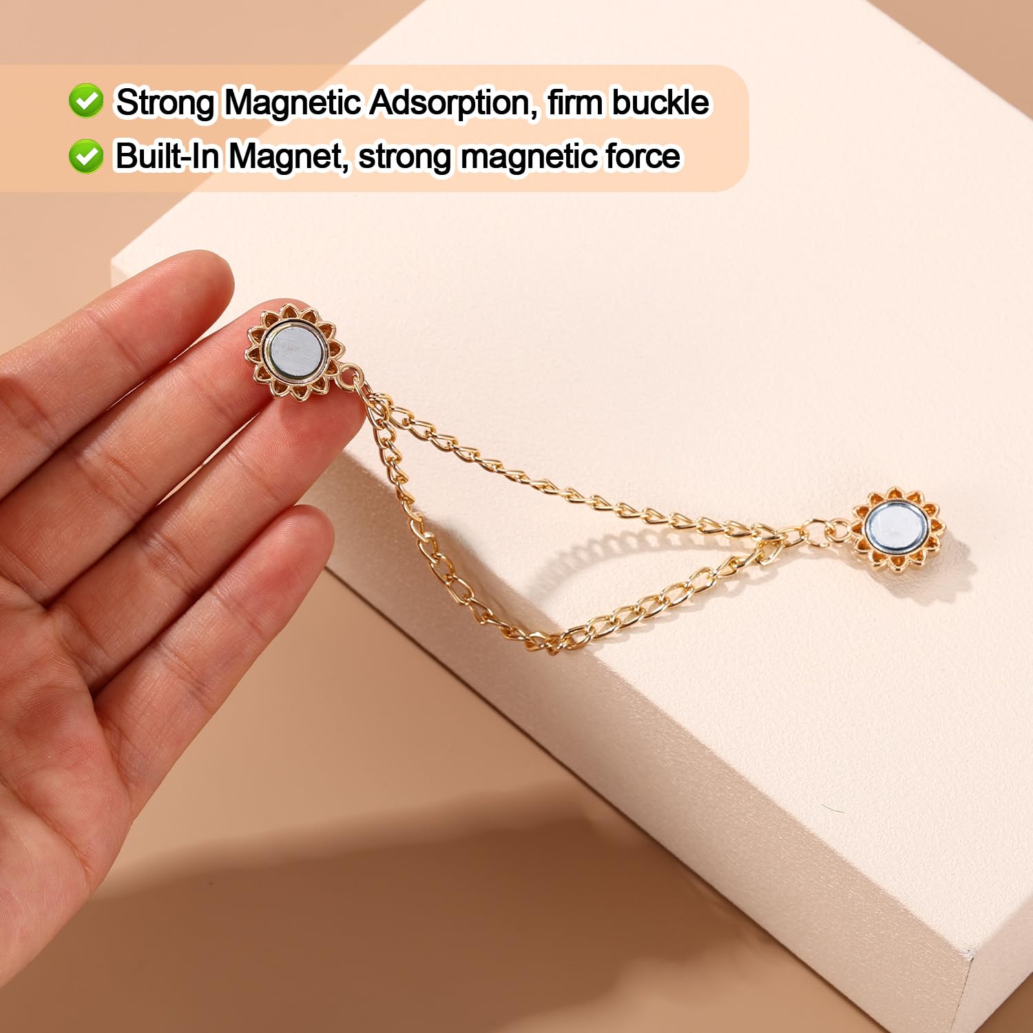 6pcs Sunflower Magnetic Clothing Clips with Chain - Image 4