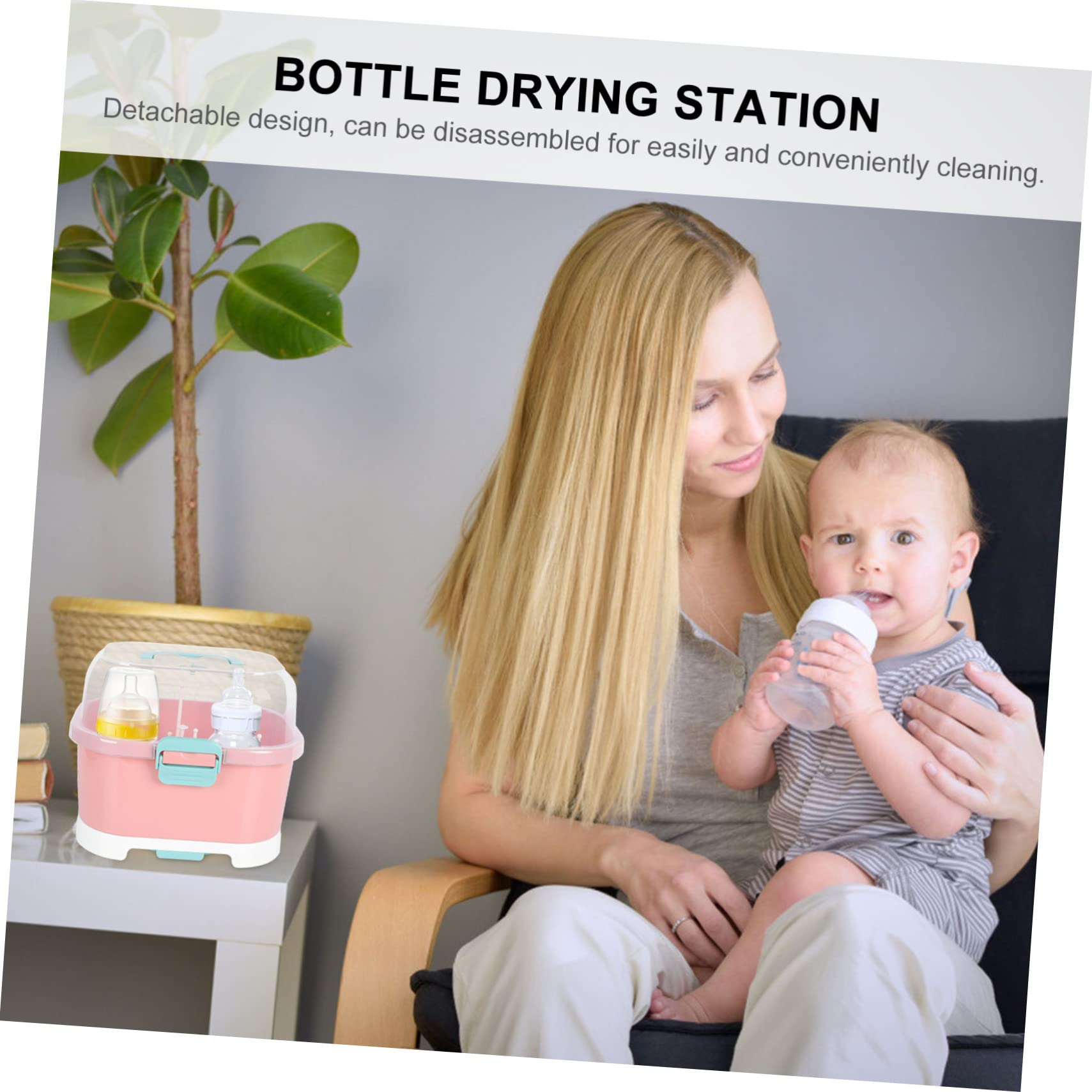 UPKOCH Escurridor De Biberones Multifuncional Tapa Organizador De Cocina para Secado De Botellas y Accesorios Diseño Transparente y Superficie para Bebés y Mamás