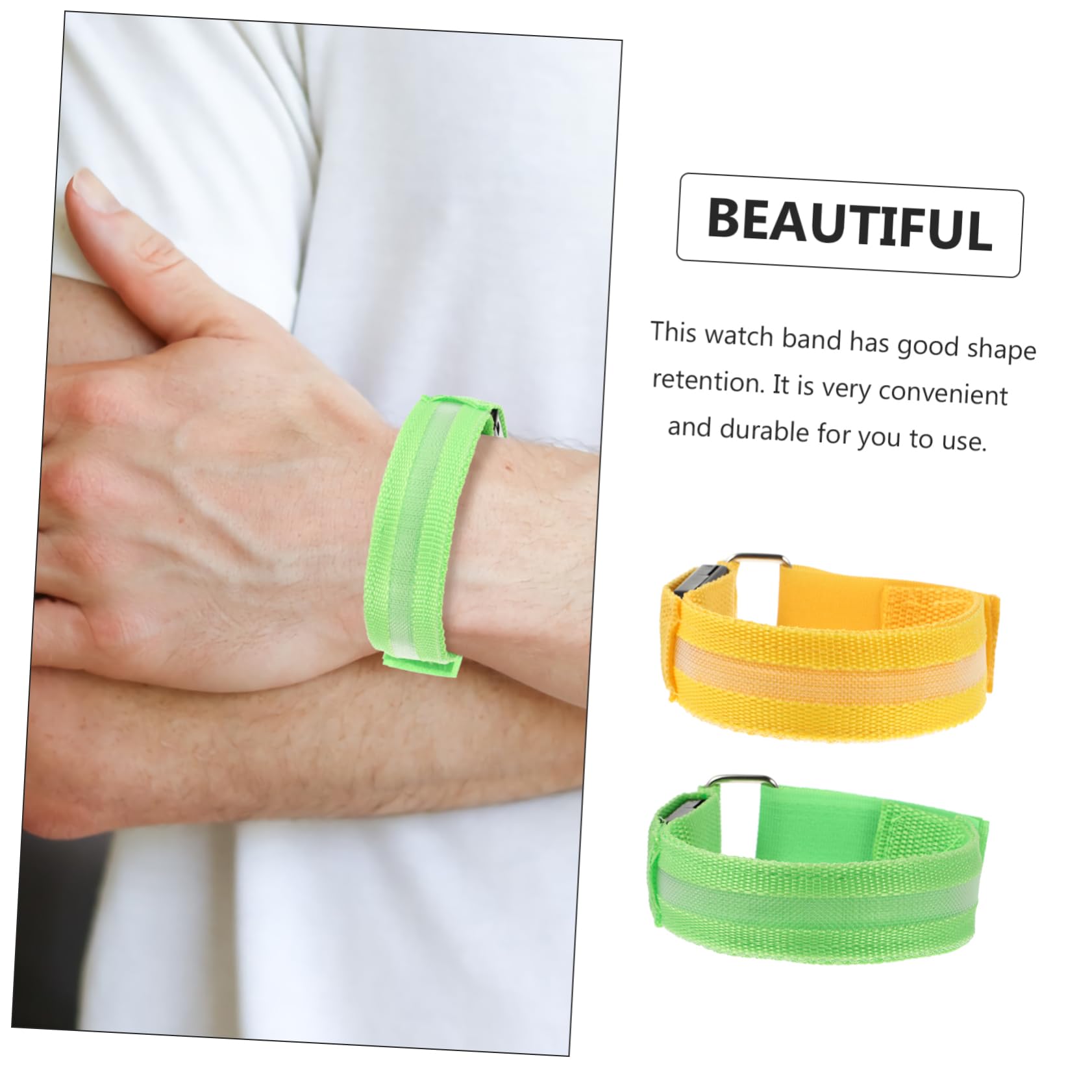 Toyvian 2sets Adjustable LED Light Wrist Belt Rechargeable Glowing Bracelet for Night Running Walking Hiking Cycling Safety Armband with High Visibility for Runners 2pcs*2