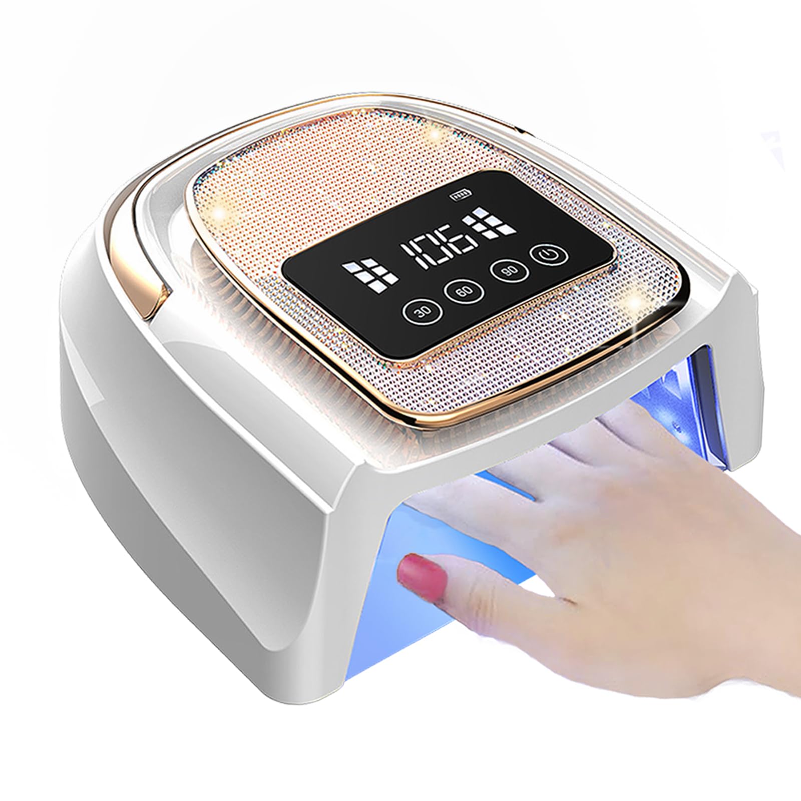 Lampe UV Ongles Gel, 120W Lampe UV LED Ongles Rechargeable Sans Fil avec 4 Minuteries, Professionelle Lampe LED Sèche Ongles avec Capteur Automatique Écran LCD pour Vernis à ongles Gels