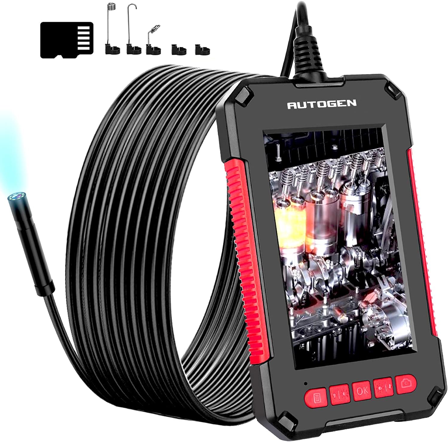 Lіmіtеd Stосk AUTOGEN Industrial Endoscope，Borescope Camera 1080P HD 4.3inch LCD High Capicty Battery Handheld Inspection Camera with Light 8 LED and 32GB TF Card Digital Video Recording IP67 Waterproof (16.4FT)