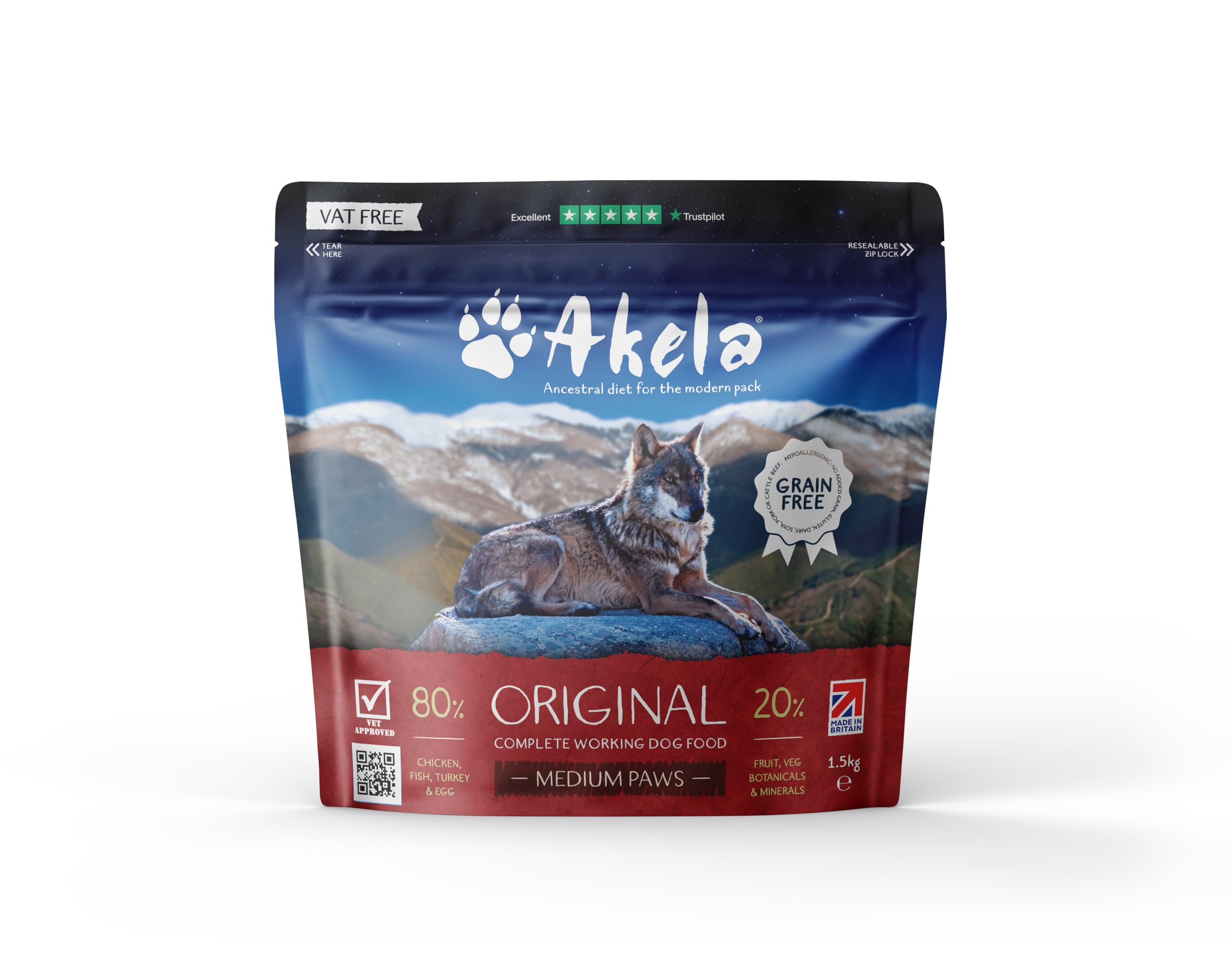 Akela Complete Dry Working Dog Food 1.5Kg (Original MEDIUM PAWS, 1.5Kg) — image 1