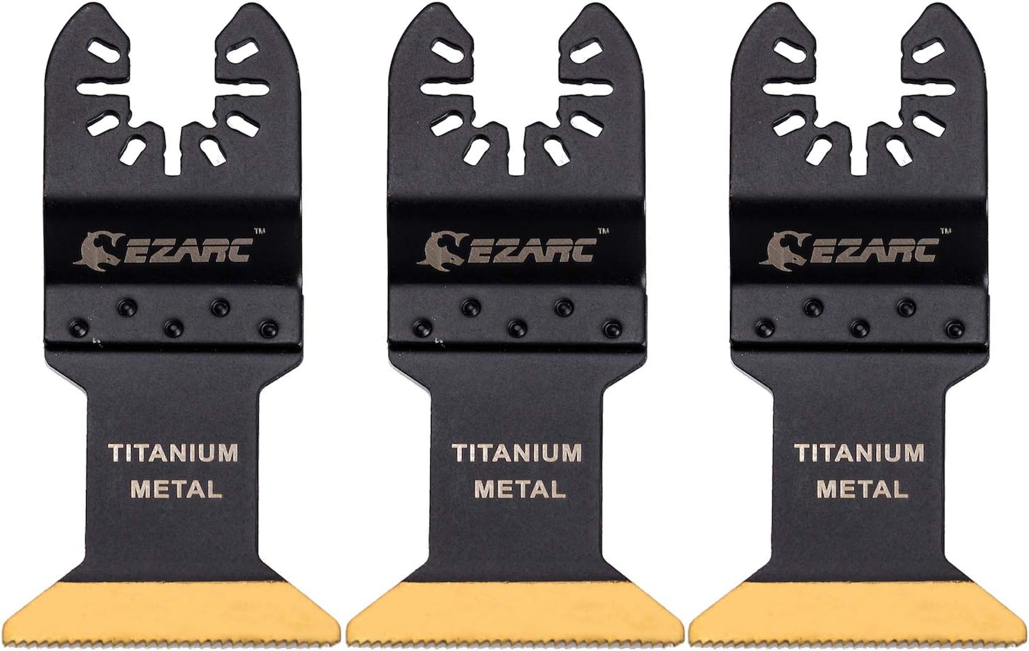 EZARC Titanium Oscillating Tool Blades, Oscillating Multitool Blades for Metal, Wood Nails, Screws Cutting, Plastic, 3 Pack