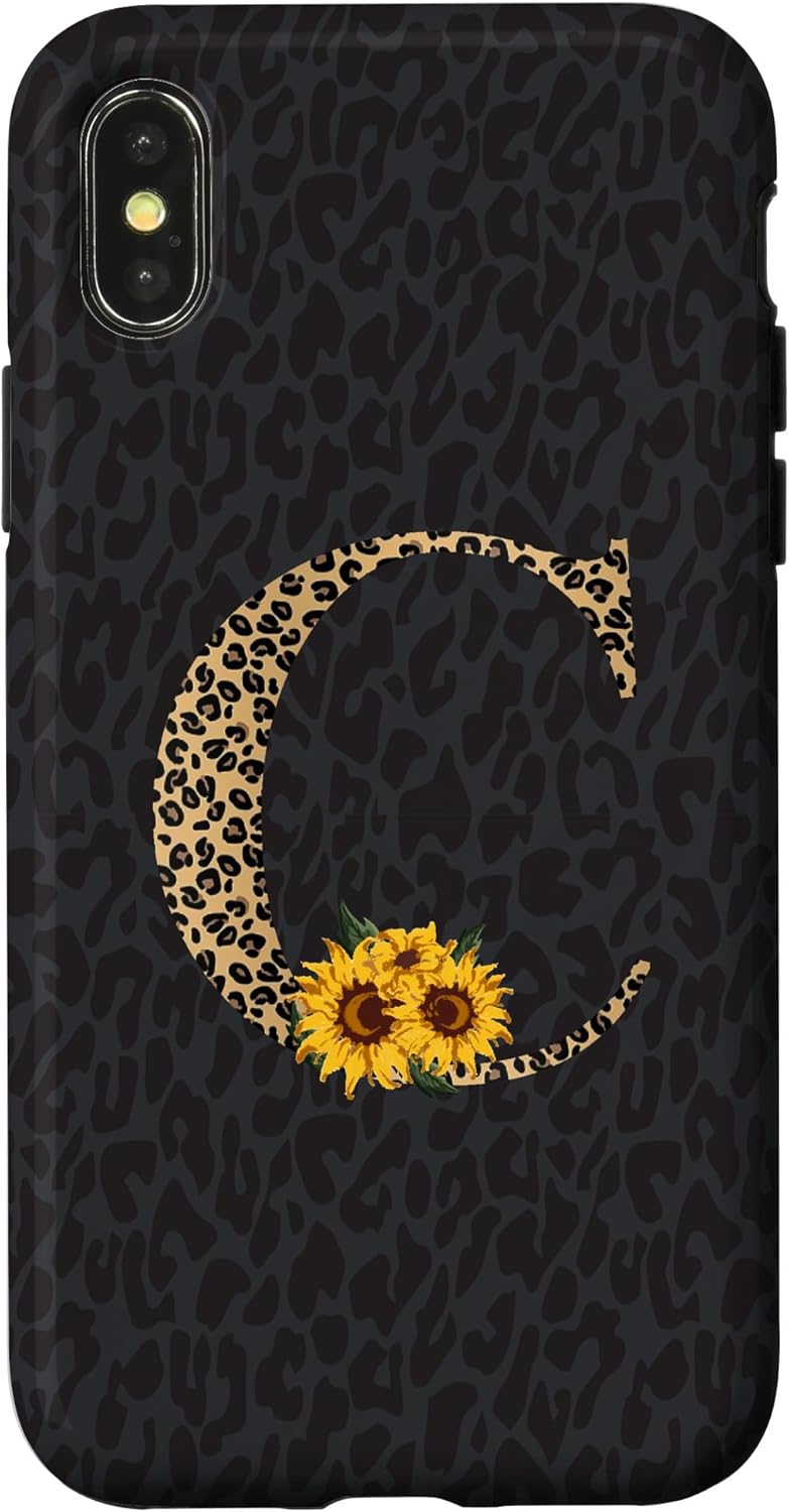iPhone 13 Pro Max Leopard Cheetah Animal Print Sunflower Letter C Monogram Case
