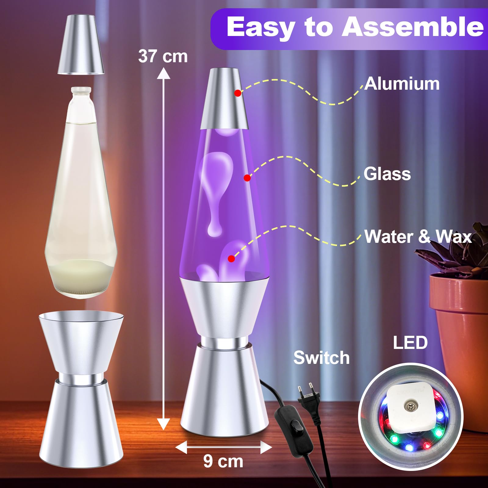 Lampada a Liquida con Telecomando a 17 Colori, 37cm Luce Notturna LED per Bambini e Adulti - Luci Atmosferiche per Camera da Letto, Ufficio, Decorazioni Natalizie e Feste
