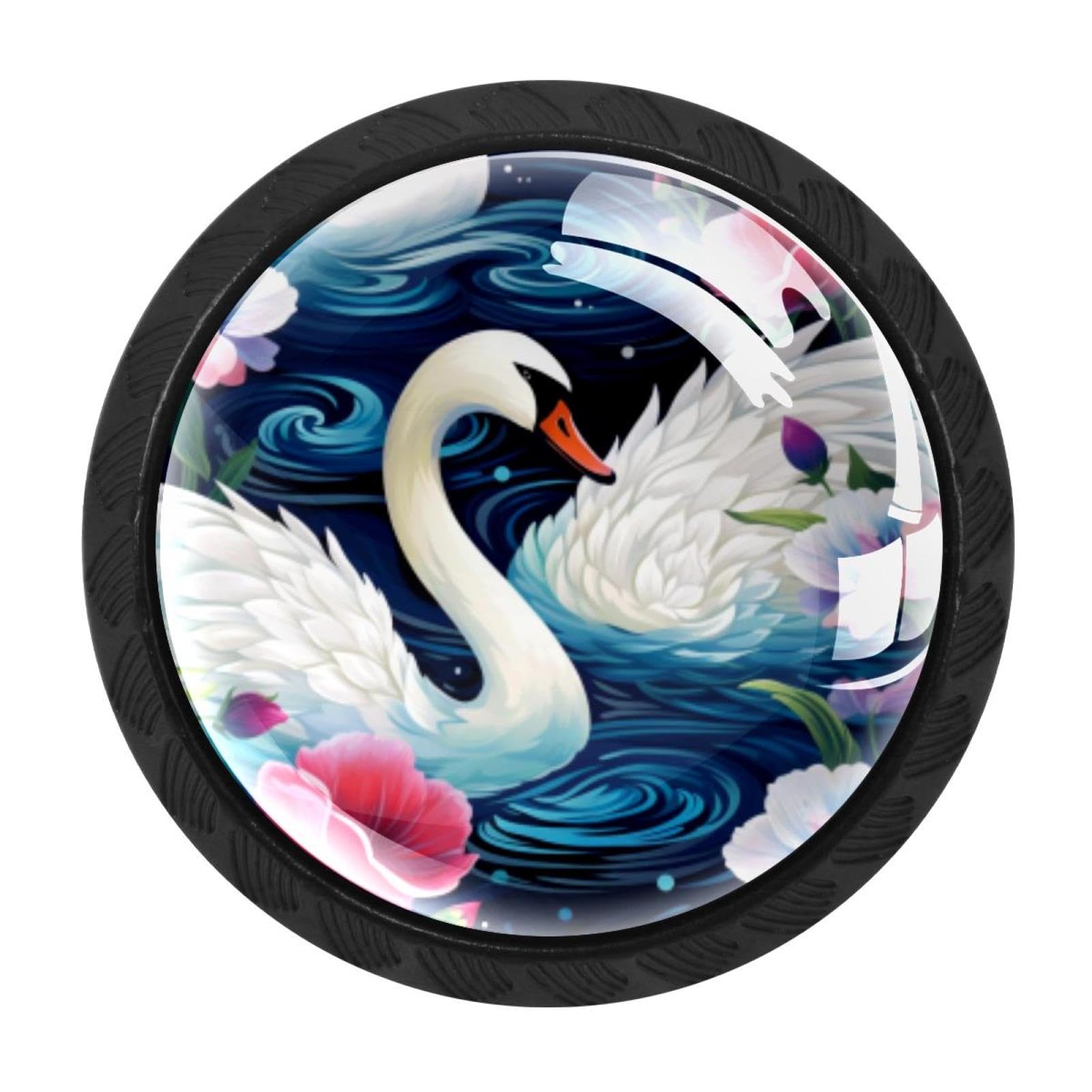 Chenzzzz Multicolored 13 4 Pieces Swan Drawer Knobs, 35Mm Black Cabinet Knobs, Drawer Pulls And Knobs, Dresser Drawer Knobs, Cabinet Hardware Kitchen Cabinet Knobs