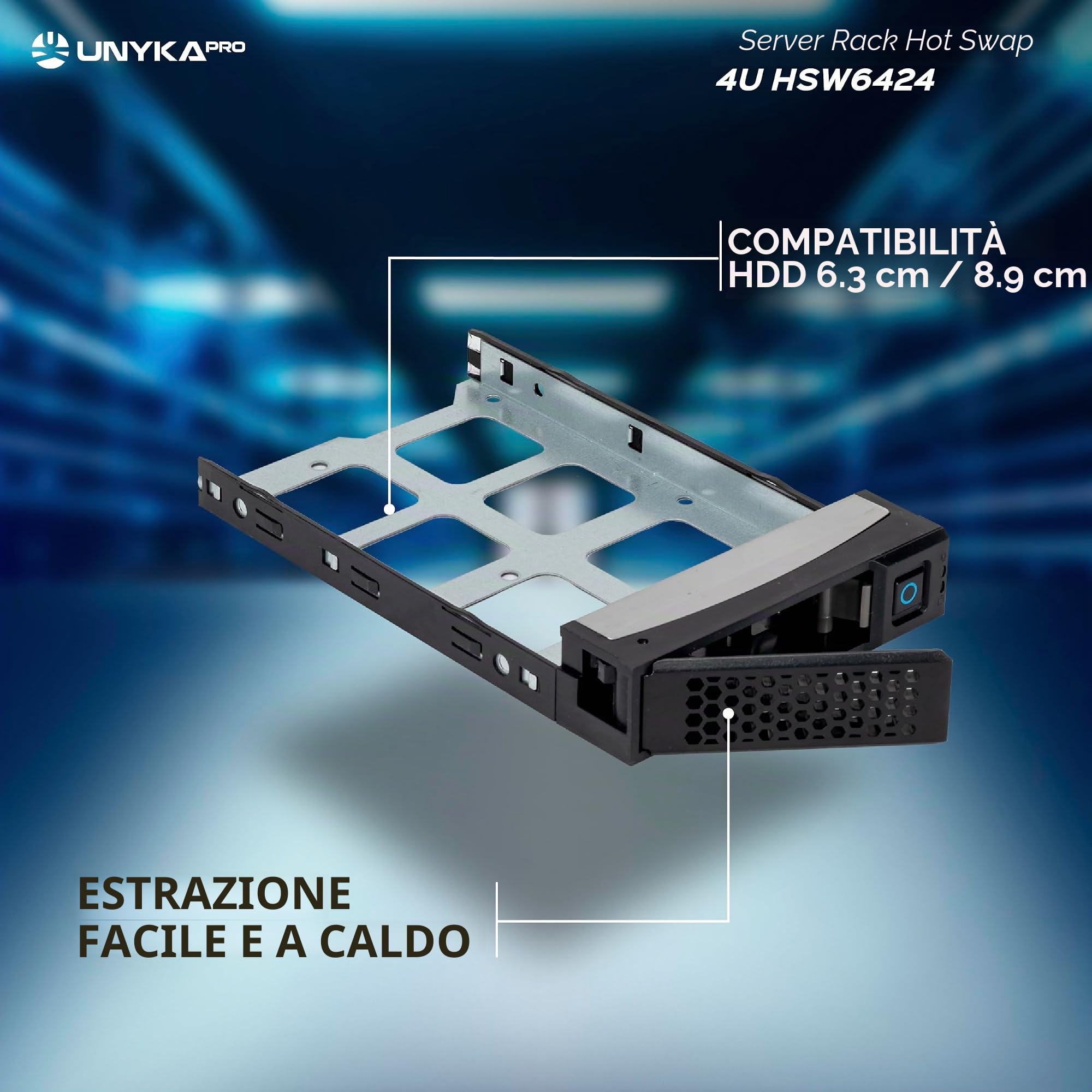 UNYKAch Chassis Server Rack Hot Swap 4U / 24 alloggiamenti