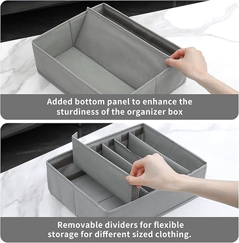 Miniatura 2 de Qozary Organizador de cajones ajustables para camisetas, paquete de 4 organizadores de ropa de armario, organizadores de cajones plegables para