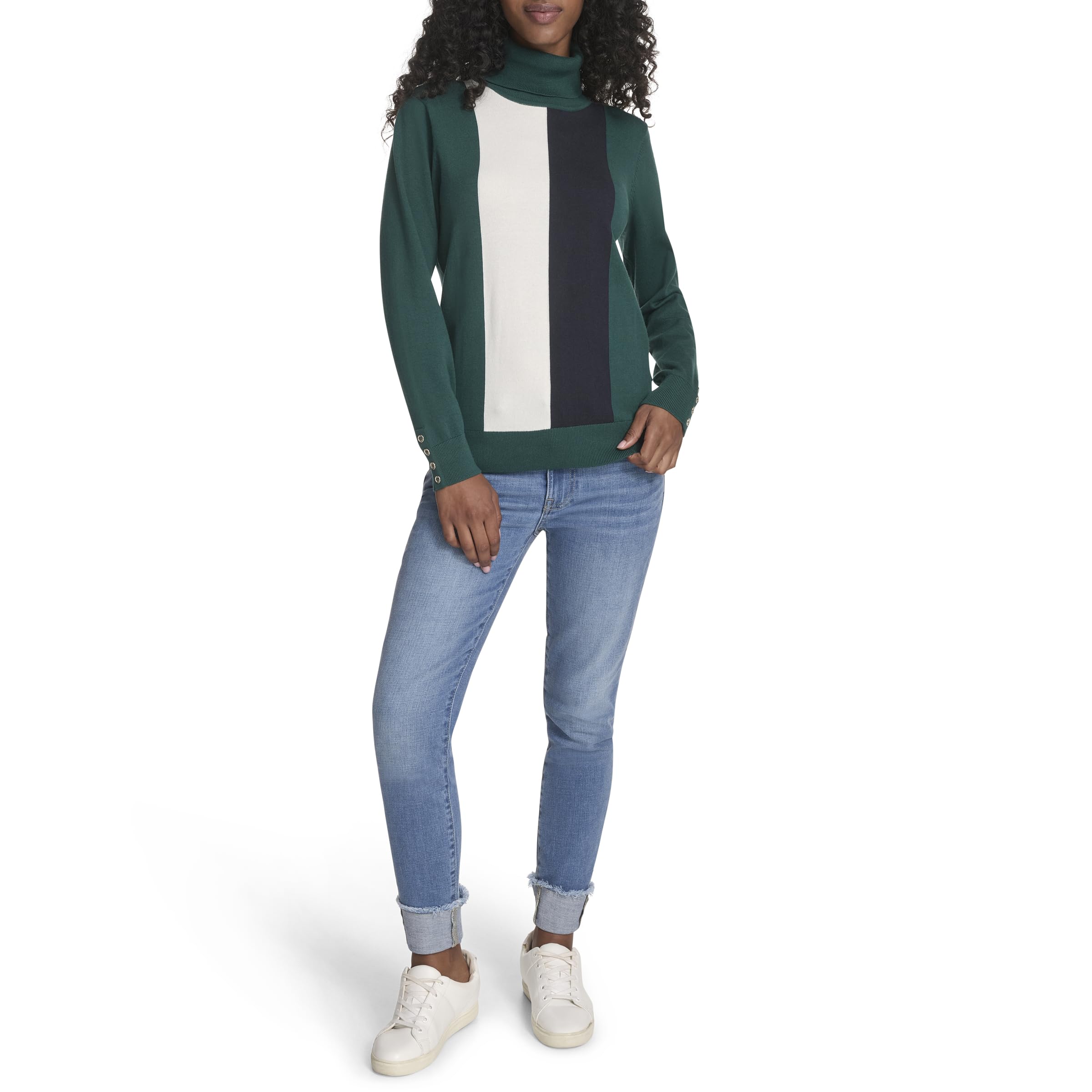 Tommy Hilfiger Damen Long Sleeve Cotton Turtleneck Light Weight Sweater Pullover