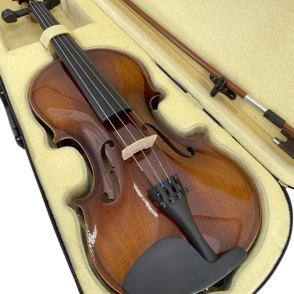 Custodia per violino 4/4 full size con cinghie per zaino, custodia rigida ultra leggera da viaggio con supporti per archetto, igrometro e tasca per spartiti musicali, Triangolo Blu, Popolare