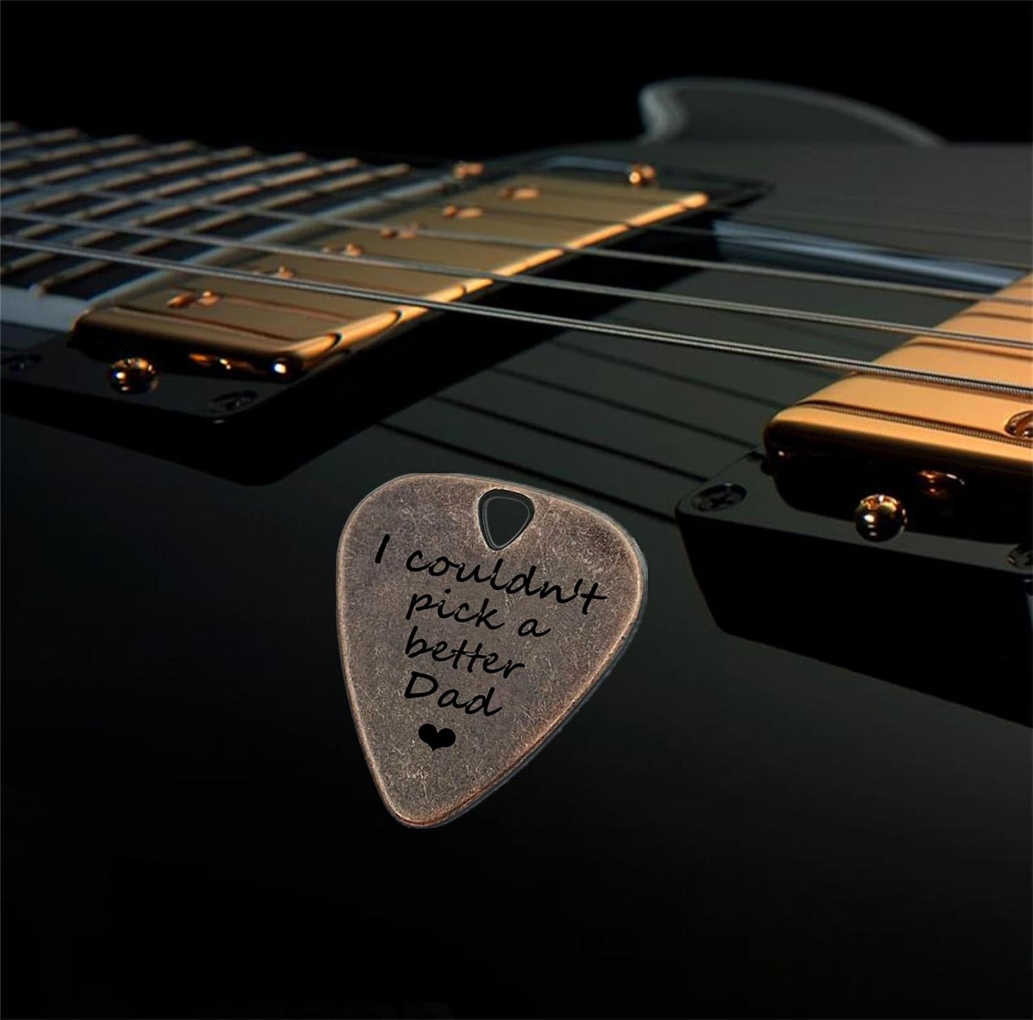 JUPPE Birthday Gift For Dad - I Couldn't Pick A Better Dad Guitar Pick With Leather Case Bronze Father's Day Gift - Image 3