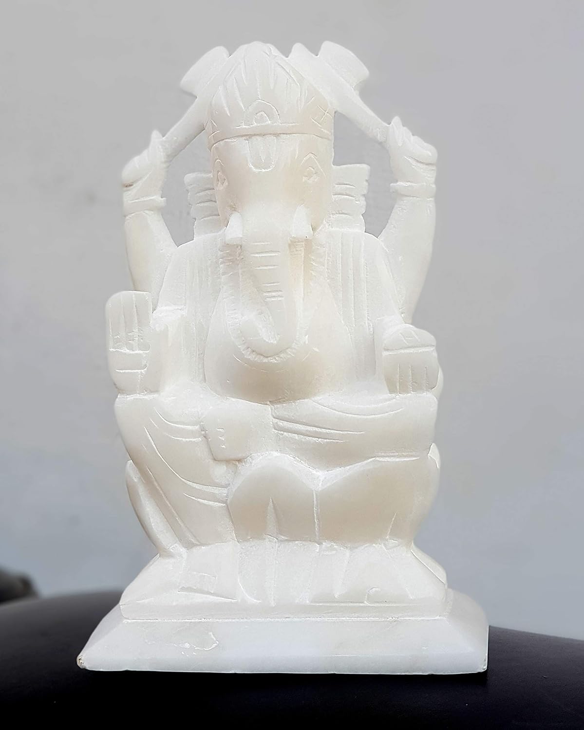 StonKraft Marble Action Ganesh Ganesha Statue Murti Idol (5" Right Trunk), Multicolor