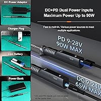 Vista 2 de TOOLSAGE TS101 Soldador TS100 actualizado 90W PD 65W DC de tamaño bolsillo inteligente programable estación de hierro de soldadura kit con puntas B2