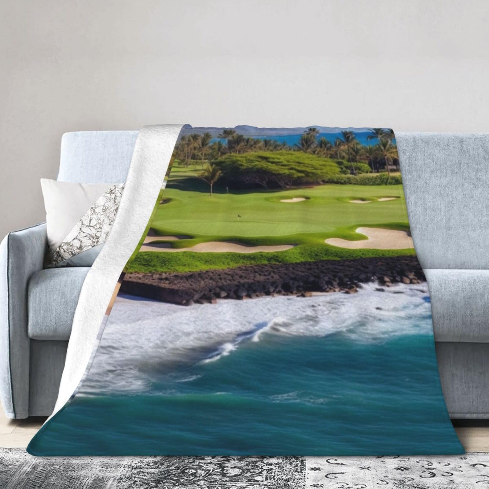 Couverture flanelle anti-boulochage motif Hawaii Beach haute qualité