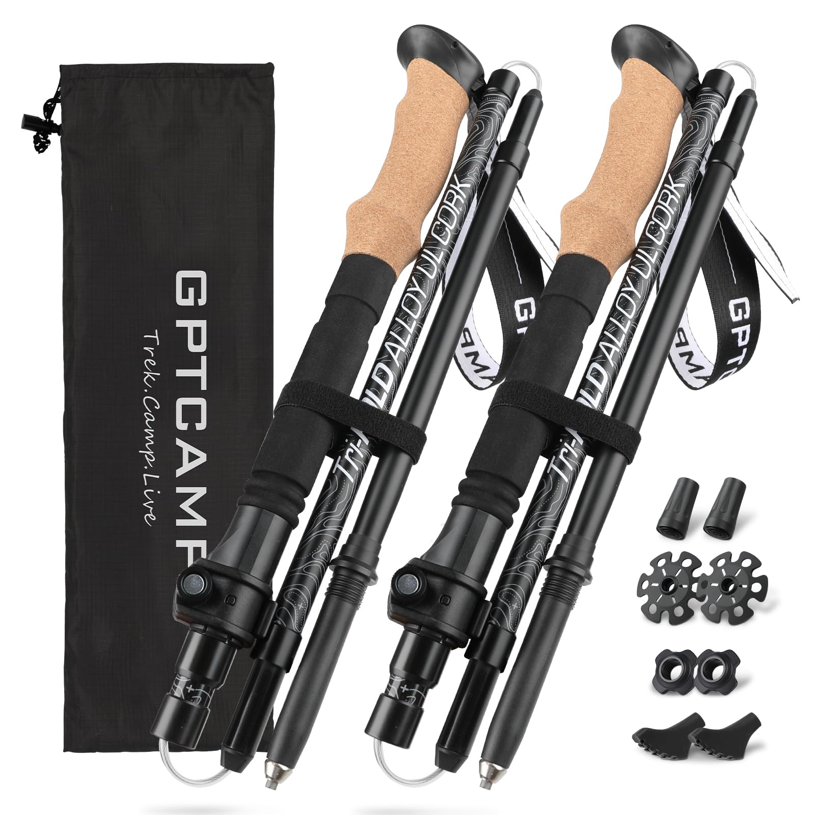 Amazon.com : GPTCAMP Nordic Walking Stick, TPZ-1, Black 2pc