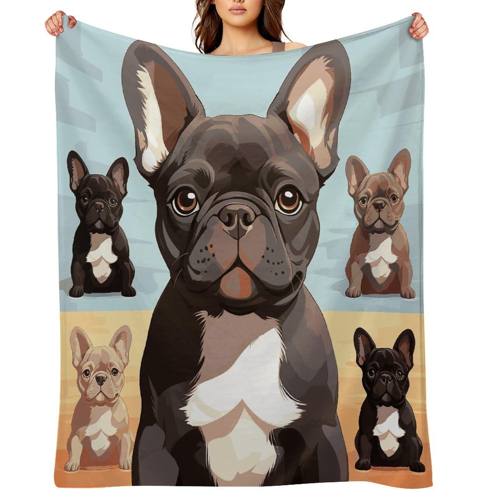 Fekiloot Style French Bulldog Dog Cute Throw Blankets Camping Blanket30 X40