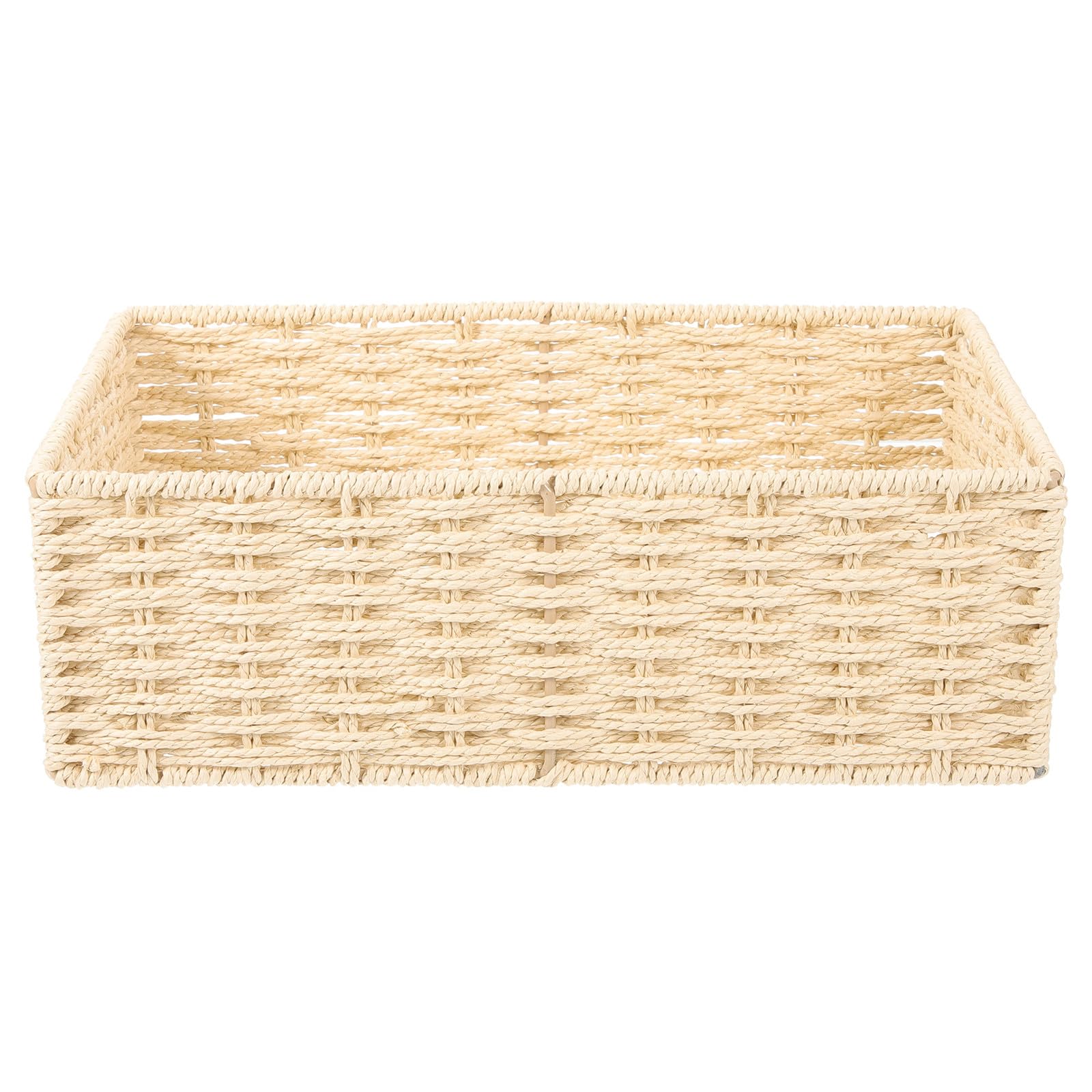 Panier de rangement tressé beige pour stopper le désordre sur le plan de travail de cuisine
