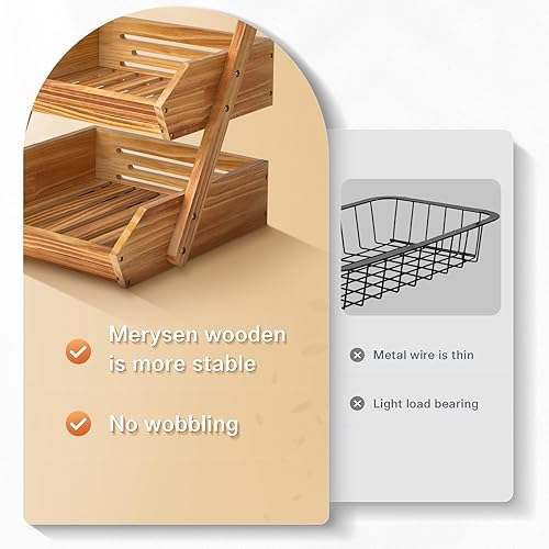 Miniatura 2 de Cesta de fruta de madera de 3 niveles para cocina, cesta de frutas y verduras para pan, soporte para tazón, cuenco de frutas de granja para