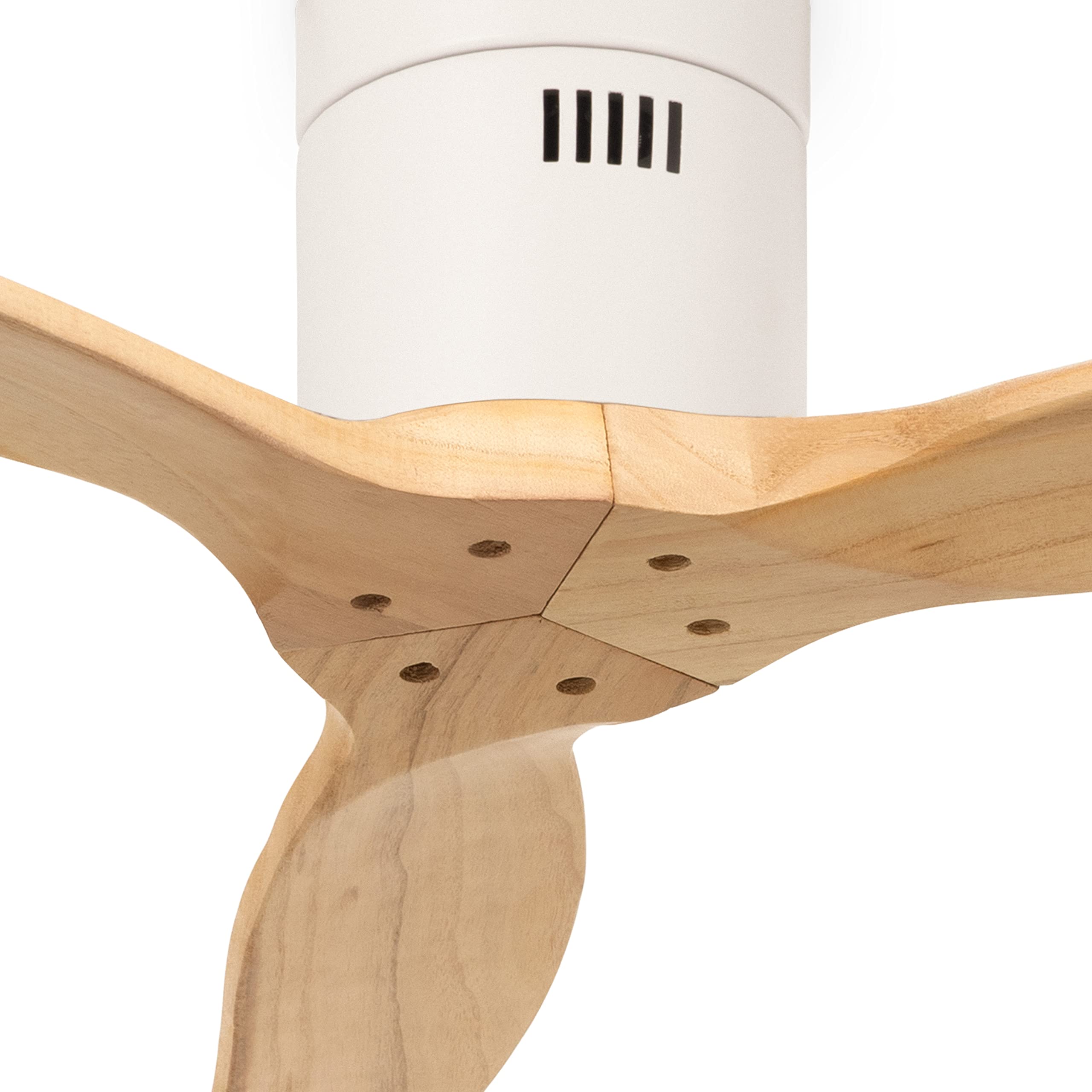 CREATE / WINDCALM M/Ventilateur de plafond ABS avec Wifi et télécommande blanc pales effet bois clair / 40W, silencieux, Ø132 cm, 6 vitesses, minuterie 1 à 4 heures, fonction été-hiver