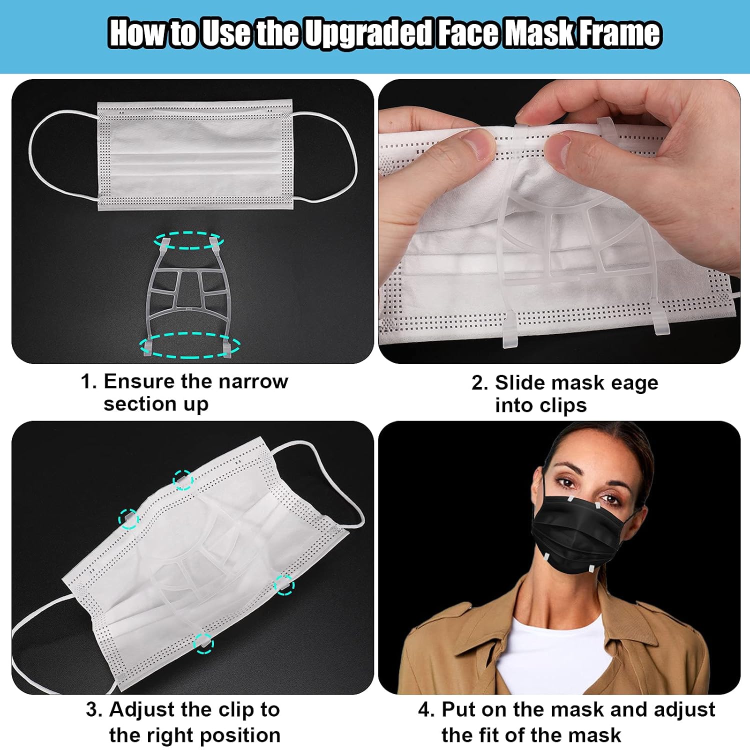 TOOVREN Mask Guards for Under Mask, Make Breathing Easy, Anti-Fog, 5 Pack